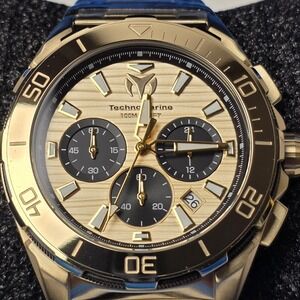 NEW TechnoMarine Seven Seas Men's Watch 44mm Gold TM-725032 Box Included #0494